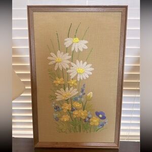 Saved for Lisa. Vintage Crewel needlepoint embroidered floral wall art